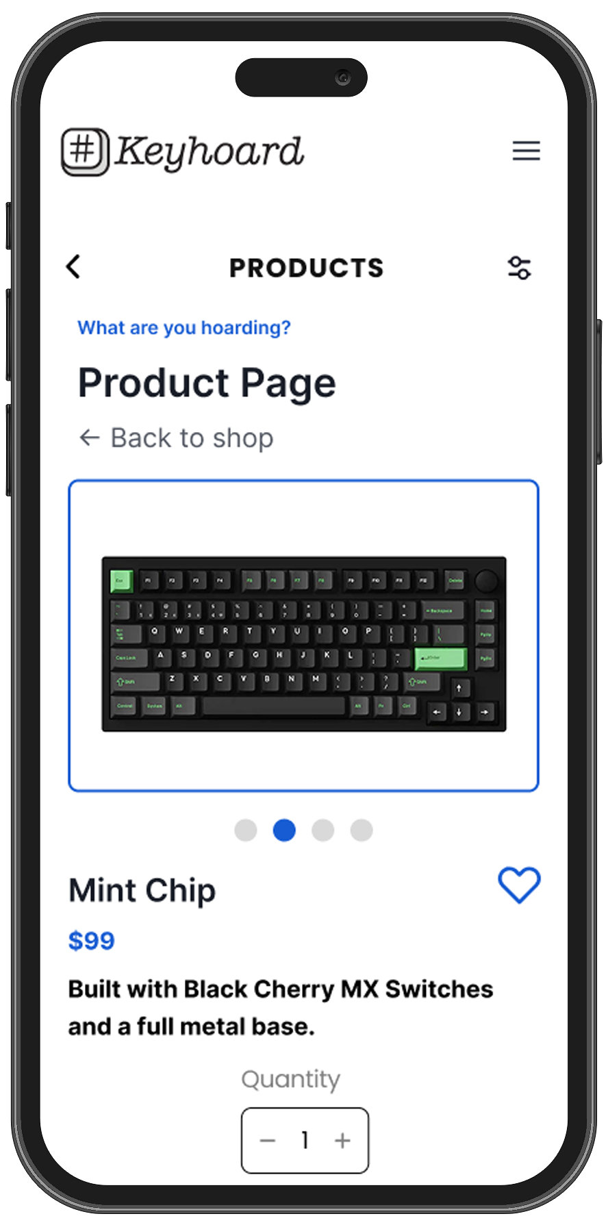 Keyhoard Product Page Mobile Mockup